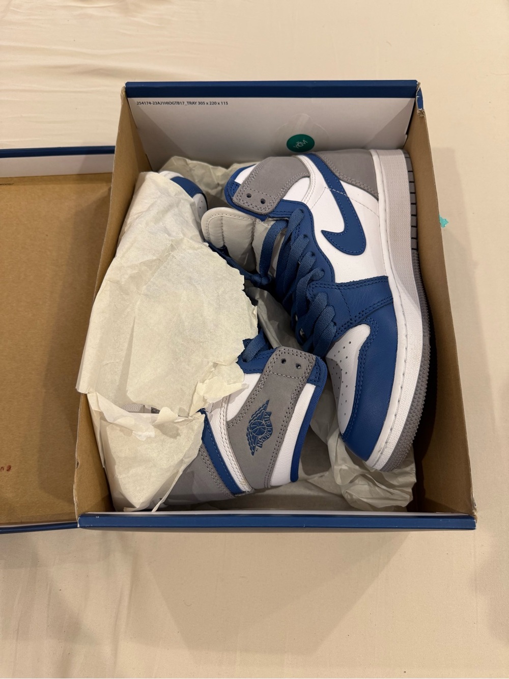 Nike Air Jordan 1 High White Blue Gray - Picture 8 of 9